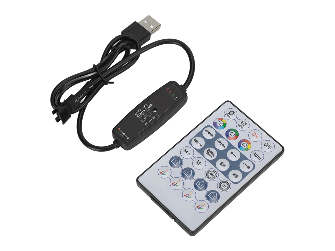 Controlador de Fita Led Rgb Bluetooth com Controle Remoto e Modo Música para Fitas 5v | S/MARCA