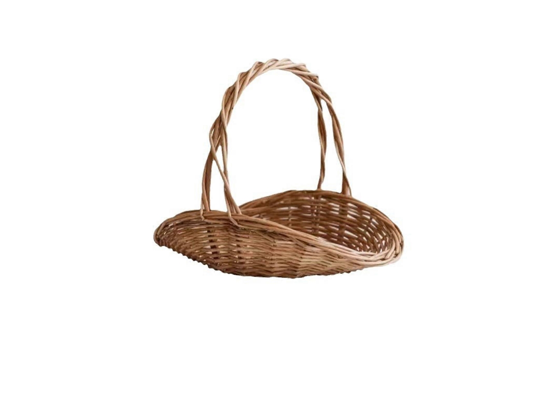 Cesta De Piquenique Grande Em Vime Com Alças Duplas Para Frutas, Legumes E Flores. Decoração Rústica Para Casa.