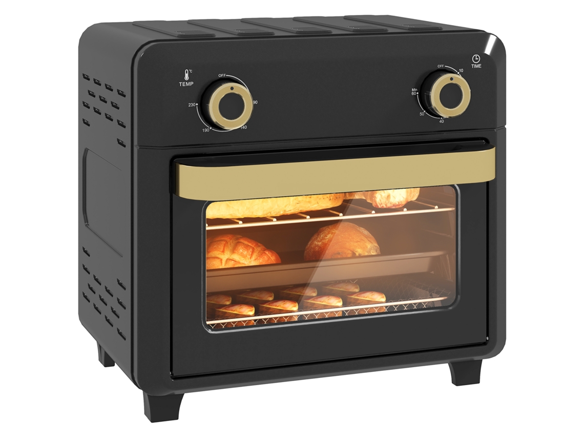 Mini Forno Com Convecção, Fritadeira A Ar, Temporizador, Luz Interna, 10l, Preto