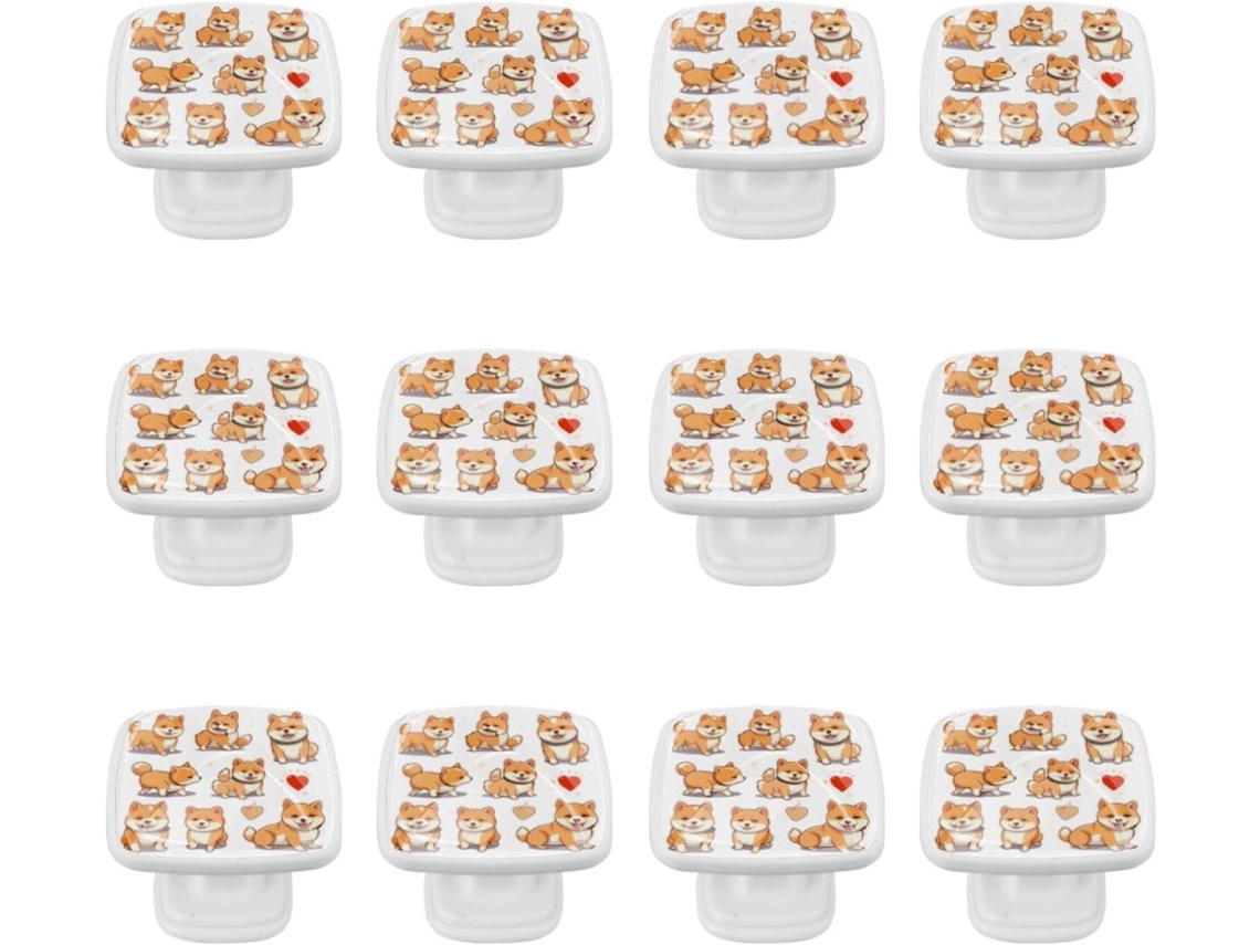 Puxadores Quadrados Para Gavetas De Cômoda, Puxadores Para Armários De Cozinha, 12 Peças, Estampa De Cachorro E Osso