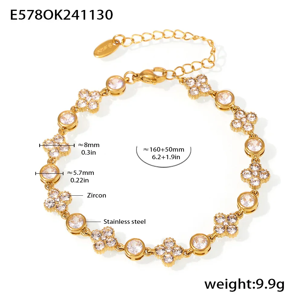 Pulseira De Tênis Luxuosa Com Zircônias Florais E Banho De Ouro (dourada).