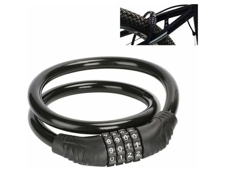 Antivol De Bicicleta Caixa De Joias 15mm X 600mm Código De 4 Dígitos Aço Preto Pzcc