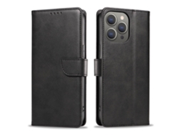 Capa Flip Para Iphone 17 Air Em Couro Preto Com Padrão De Bezerro