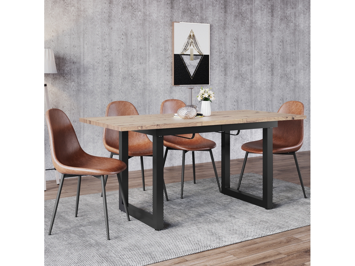 Mesa De Jantar Extensível, C140/180l80a75, Estilo Industrial, Retangular, Mesa De Centro/lazer, Mesa De Jantar Moderna E Simples Em Ferro BAGOLY