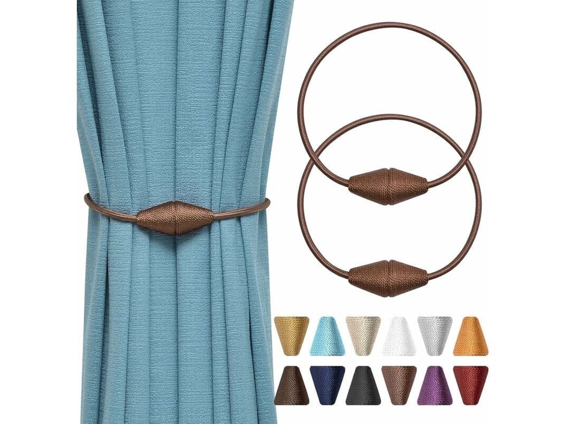 Conjunto De 2 Suportes Magnéticos Para Cortinas Em Corda Trançada, Feitos À Mão, Práticos E Decorativos Para Casa E Escritório(cor Café Claro)