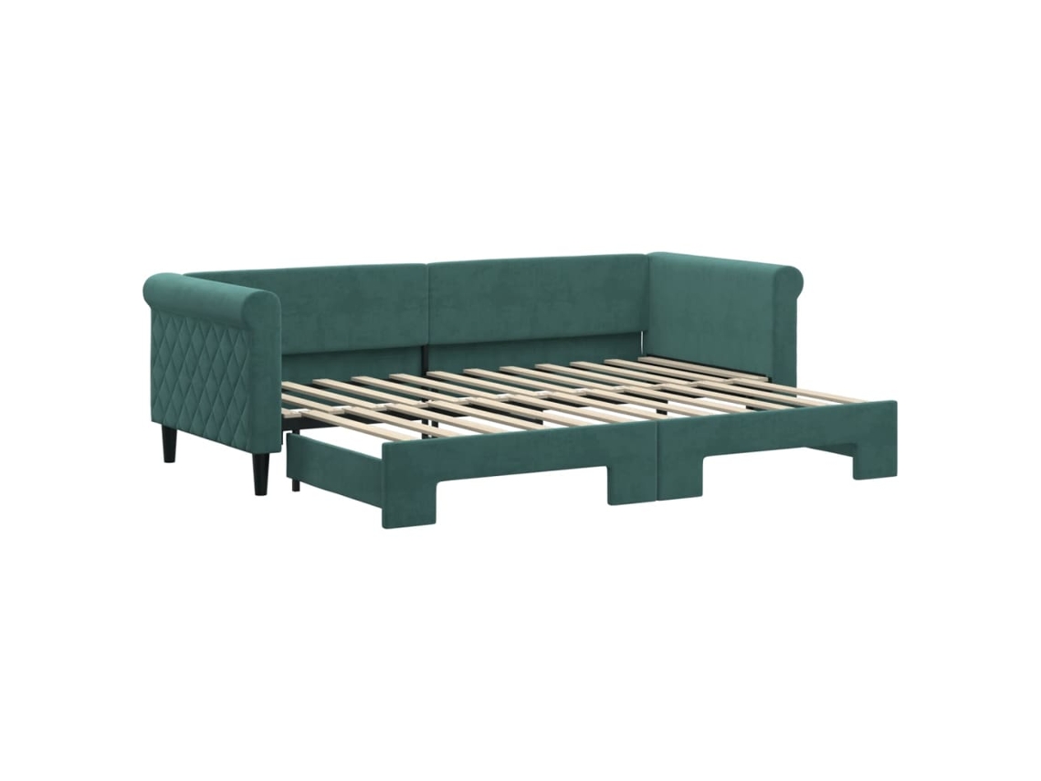 Sofá-cama com gavetão VIDAXL Verde Veludo (80x200 cm)