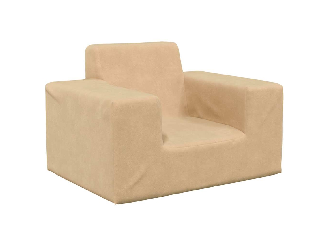 Vidaxl Sofá Infantil Pelúcia Macia Cor Creme