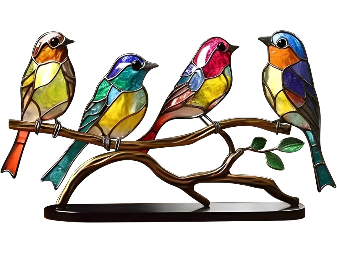 Oiseaux En Verre De Mer, Cadeaux D'amant D'oiseaux, Oiseaux En Verre Taché Sur Brahe, Ornamentos De Bureau