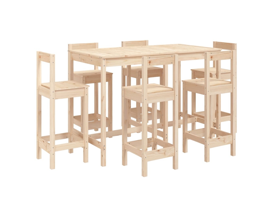 7 Pcs Conjunto de Bar para Jardim Pinho Maciço MAISON EXCLUSIVE