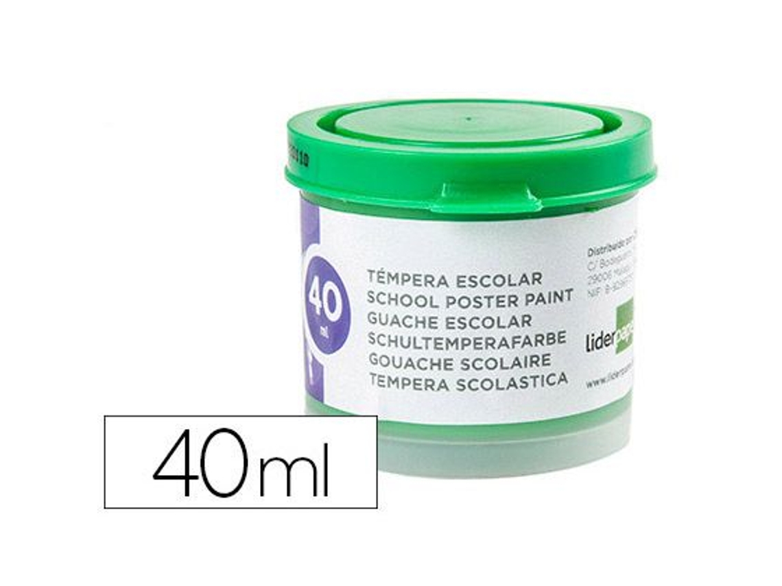 Frasco LIDERPAPEL Escola Têmpera 40ml. Verde