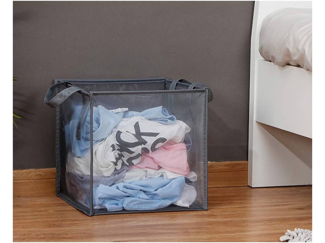 Lurelia Cesto Para Roupa Alças Duplo Portátil Malha Lavandaria Organização