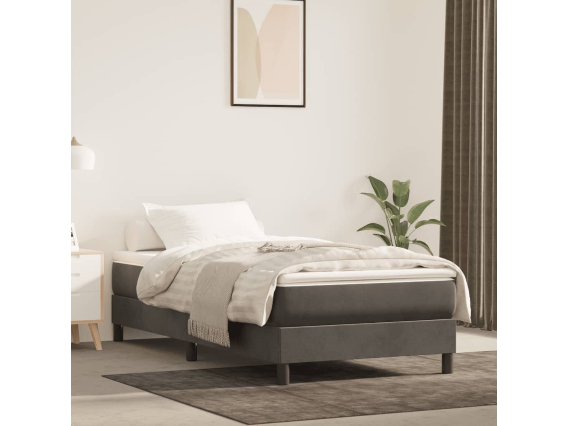 Vidaxl Estrutura De Cama Com Molas 80x200 Cm Veludo Cinzento-escuro
