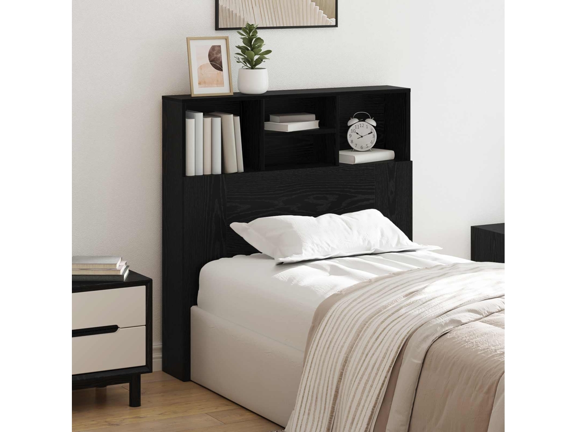Vidaxl Cabeceira Com Armário Carvalho Preto 100 X 19 X 103,5 Cm