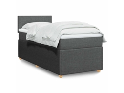 Vidaxl Cama Com Molas/colchão 90x200 Cm Tecido Cinzento-escuro