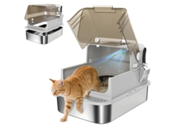 Caixa Areia Gatos Inox Tampa Basculante 70x50 Cinzento