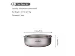 Conjunto de Tigelas de Titanio para Camping 4 Peças