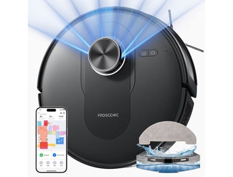 Proscenic Q8a - Aspirador Robot Lavador Água E Poeira - 6000pa - 200min - Navegação Lidar - Conectado - Fino - Assistente Vocal