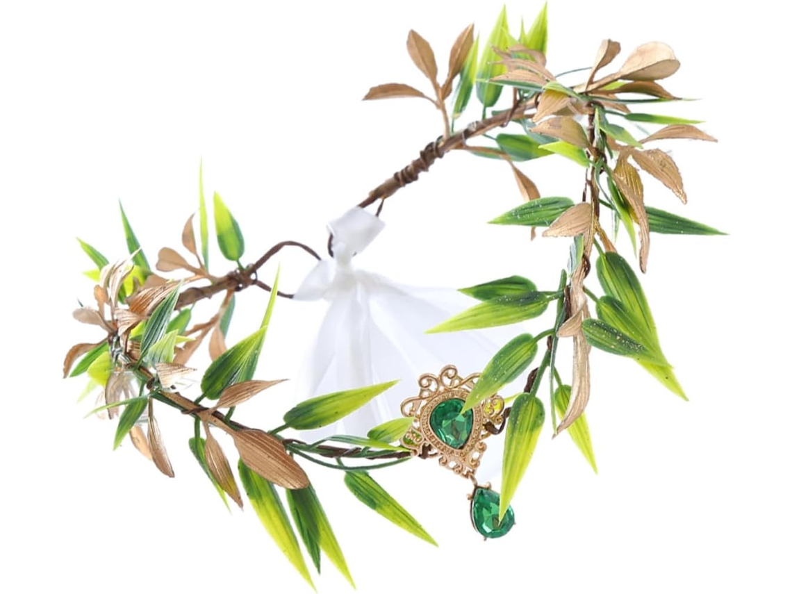 Tiara feminina em formato de folha de plástico verde, confortável e fácil de usar.