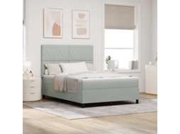 Vidaxl Cama Box Spring Led Cinzento-claro 140 X 200 Cm Veludo
