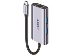 Hub 4 em 1 MITSAI Usb-C RJ45 2x USB 3.0