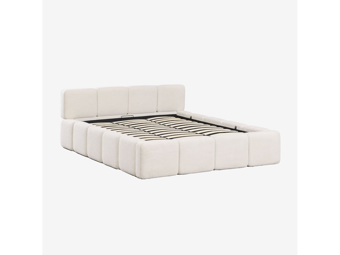 Sklum Cama Com Baú Articulado Estofada Jolcem Poliéster                       Caracóis Blanco        180 X 200 Cm