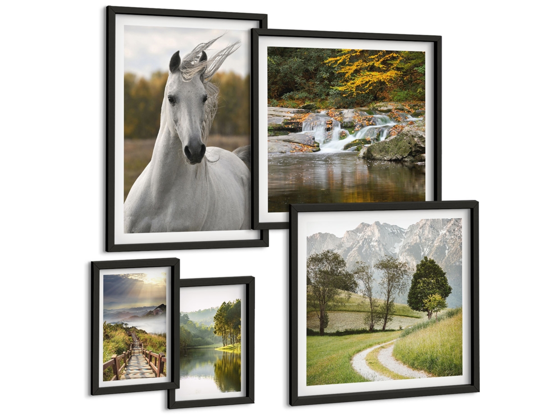 Conjunto De Pinturas Paisagens Pejzaże Cavalo Espelharte (5 Peças)