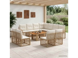 Vidaxl Conjunto De Sofá De Jardim 12 Unid. Natural E Branco Creme