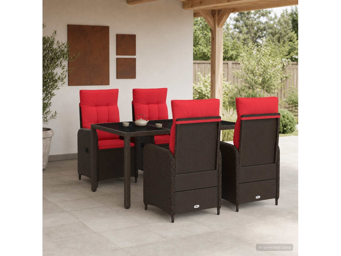 Vidaxl Conjunto De Jantar Para Exterior 5 Unid. Vime Pe