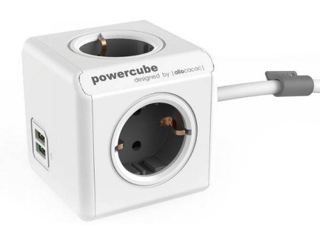 Extensão em Cubo  Power Cube USB Cinzento