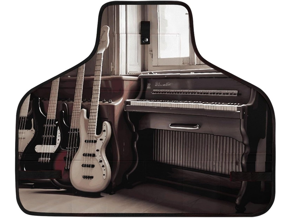 Bolsa de poliéster de alta qualidade com diversos compartimentos para instrumentos musicais, guitarra, baixo e outros instrumentos.