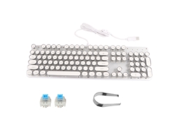 Teclado Mecânico Branco 900‑5 Com Tampa Redonda Retrô Peças De Computador Pc Para Jogos