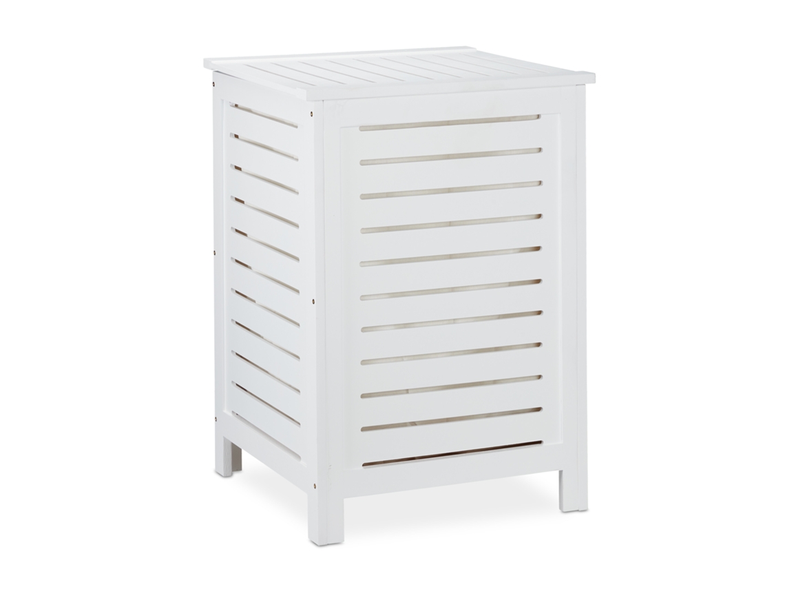 Relaxdays Cesto De Roupa Com Tampa, 86 Litros, Saco Removível, Madeira De Pinho, Cesto 65,5 X 45 X 45 Cm, Branco