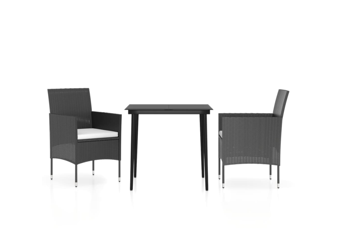 Garden Dining Set, Garden Dining Sets Vidaxl Preto Rattan / Vime (80 Cm Table Length)