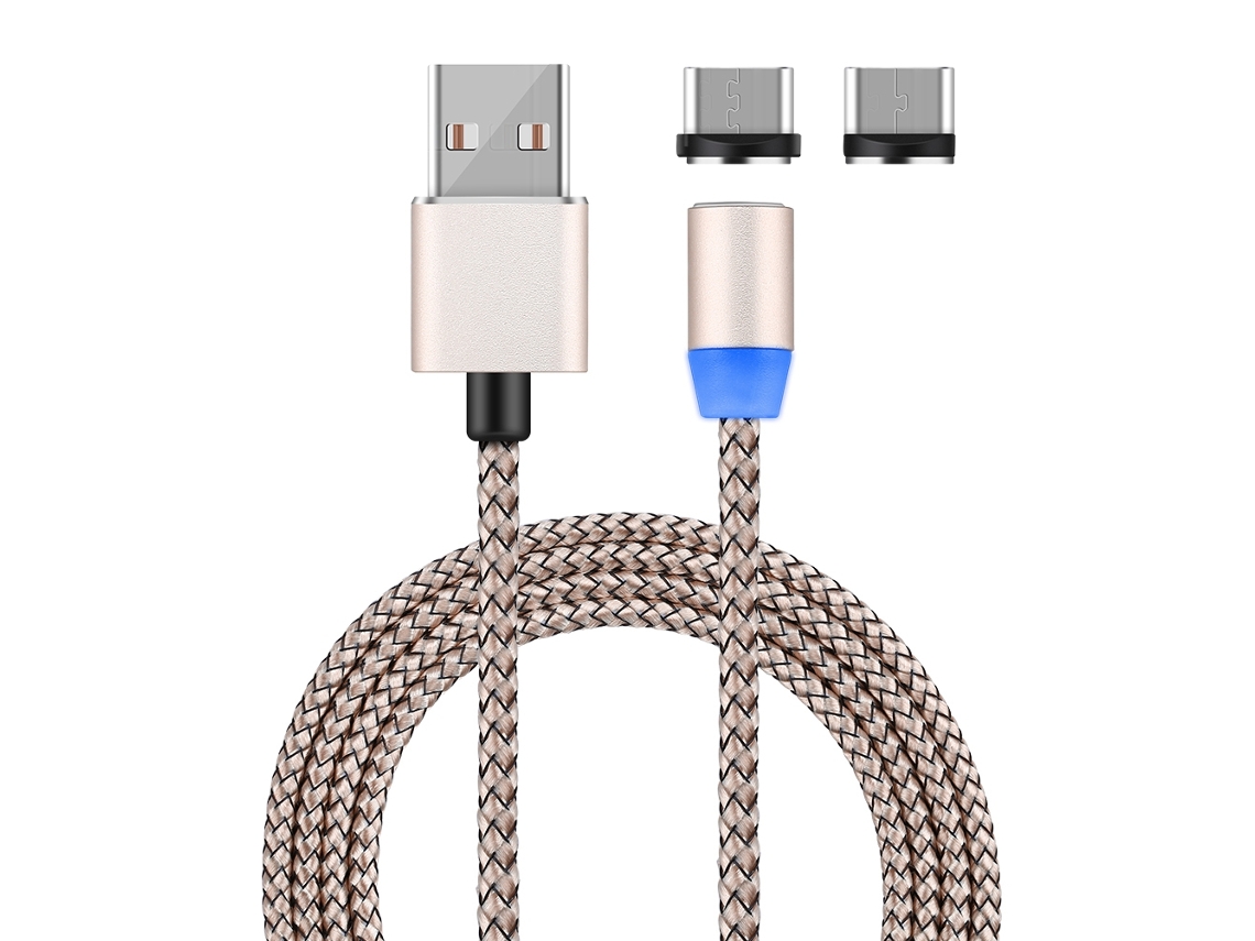 Cabo de Dados Magnético 2 em 1 Android Type c, Carregamento Led, Transferência de Dados EOOCOO