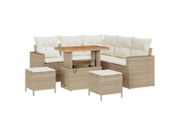 Conjunto 9 Conjunto De Sofá De Jardim Vidaxl Bege Vime Pe (212.5 X 212.5 X 85 Cm)