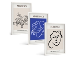 Composição De Quadros Pôsteres Modernos De Matisse Moldura Branca Quadros Para O Escritório Espelharte (3 Piezas De 40x60 Cm)