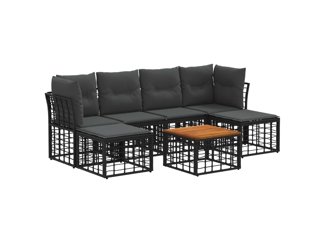 Vidaxl Conjunto de Sofás para Exterior 7 Pcs Preto e Cinza Escuro
