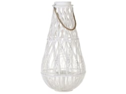 Linterna Alta De Madera Natural Beliani Tonga De Bambú Blanco 39x39x77