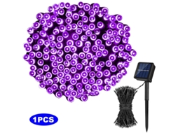 Cordão De Luz Led Solar 100 Leds, 12m, 8 Modos E Ip65 - Roxo - Eifson