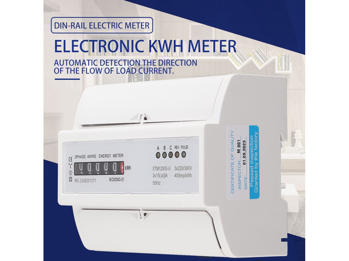 Contador de Energia Trifásico Digital 7p Din Rail 10 a (40)
