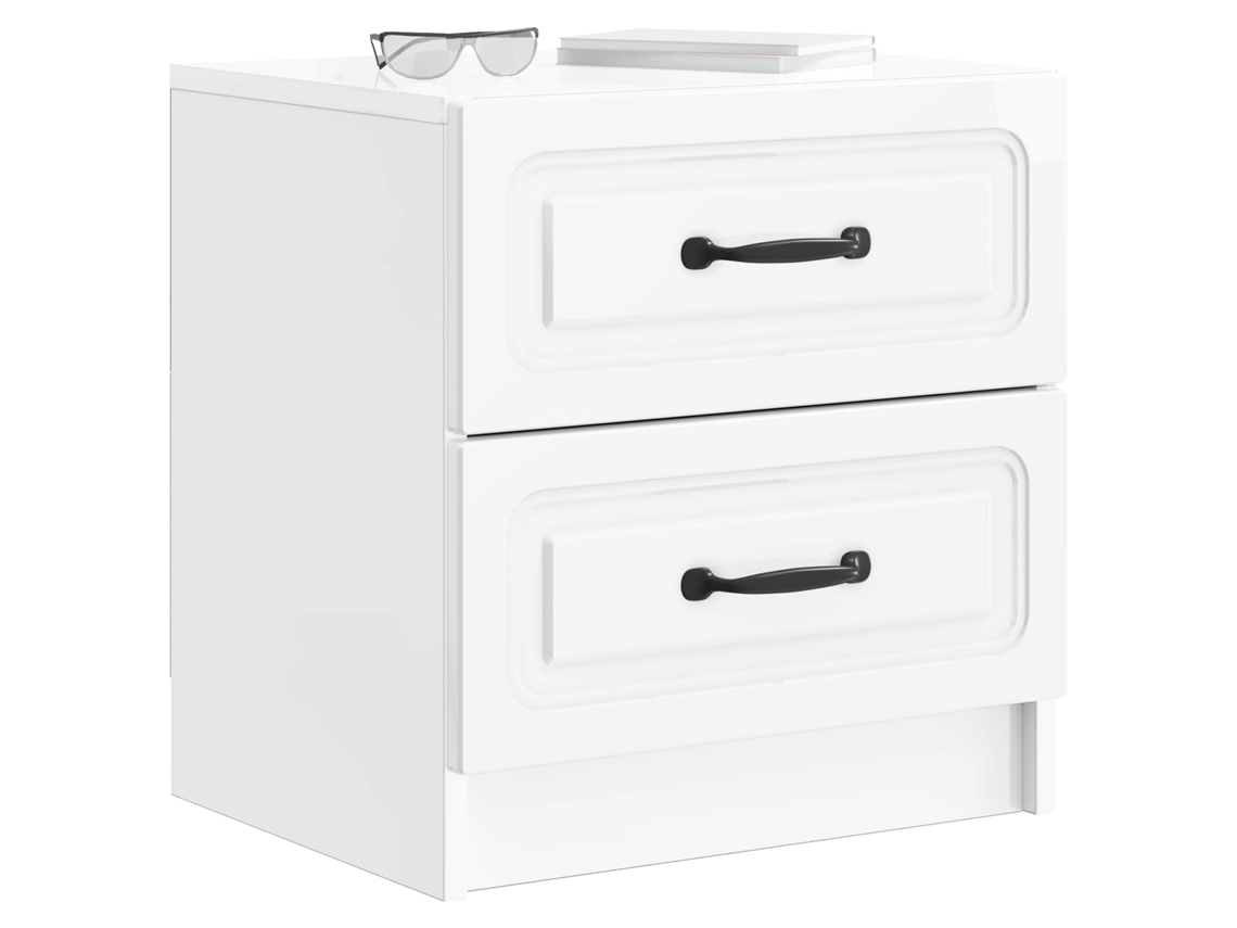 Armário de Cabeceira Branco Brilhante 43x34,5x44,5cm MAISON EXCLUSIVE