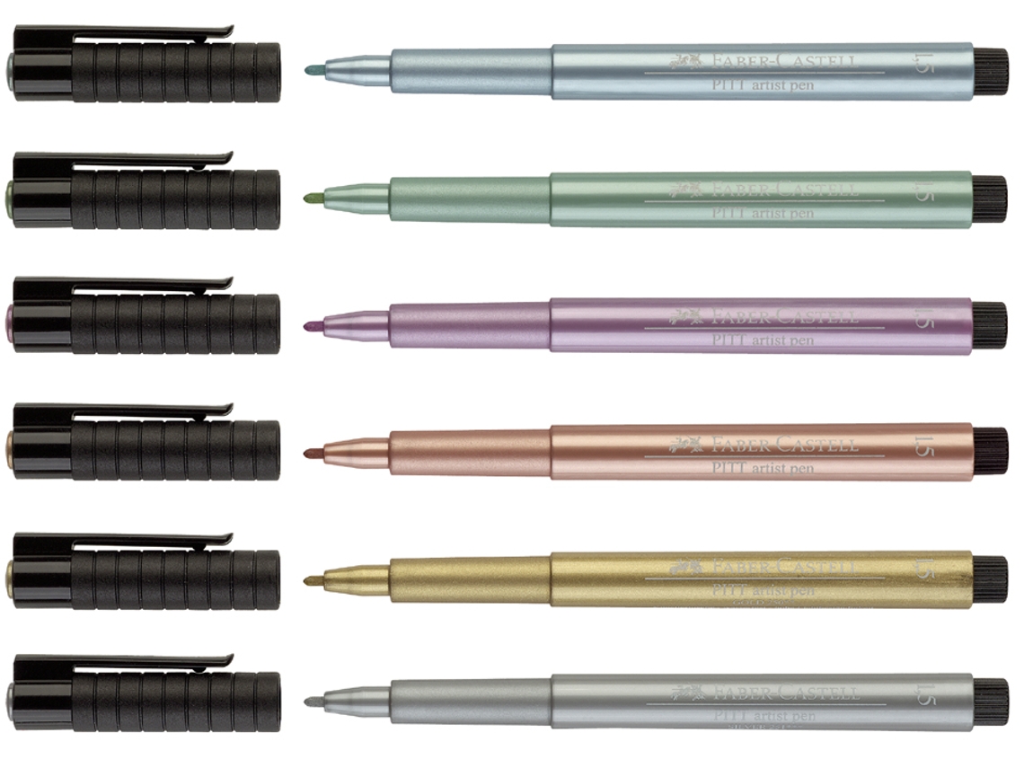 Caneta de Tinta FABER-CASTELL Caneta Artística Pitt Verde Metálica