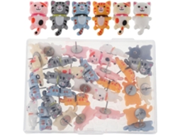 Tachinhas decorativas e funcionais, pacote com 30 unidades, design de gato, para pendurar mensagens em quadrados de cortiça.