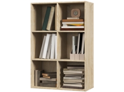 Estante Para Livros De Madeira De 3 Níveis Com 6 Compartimentos De Armazenamento65,5x30x97,5cm Carvalho