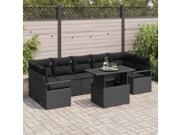 Vidaxl Conjunto De Sofá De Jardim 8 Unid. Preto Rattan Sintético