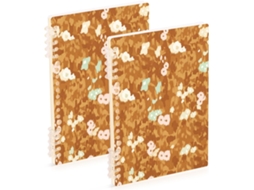 Conjunto de 2 Cadernos Espiral A5 Estampa Floral 21,1 X 14,5 Cm Capa Dura 60 Folhas para Trabalho e Sala Aul