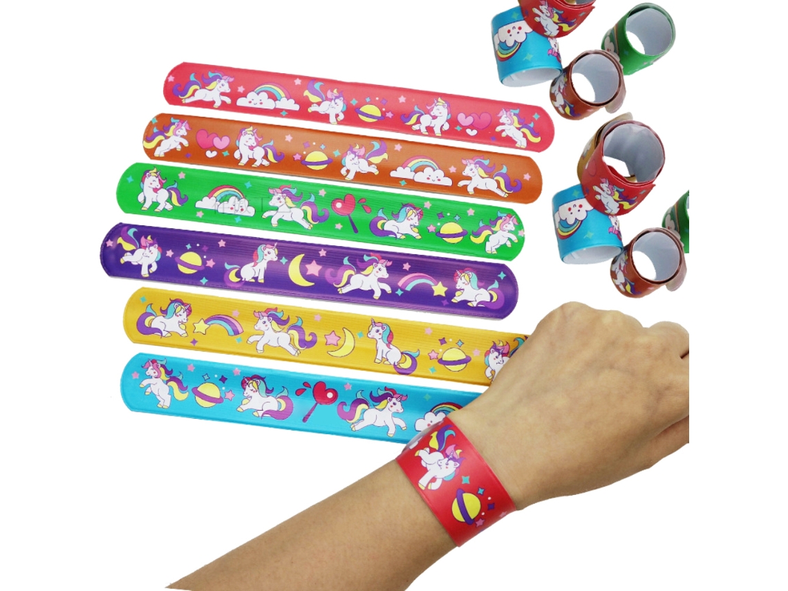 Walshlxq 50 Pulseiras Slap Band Coloridas para Crianças Meninas Presentes Festas Aniversários Natal Suprimentos