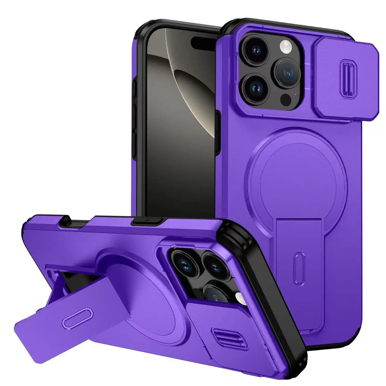 (iphone 15 Pro Max Roxo) Capa Protetora De Lente Magnética À Prova De Choque, Tipo De Pressão