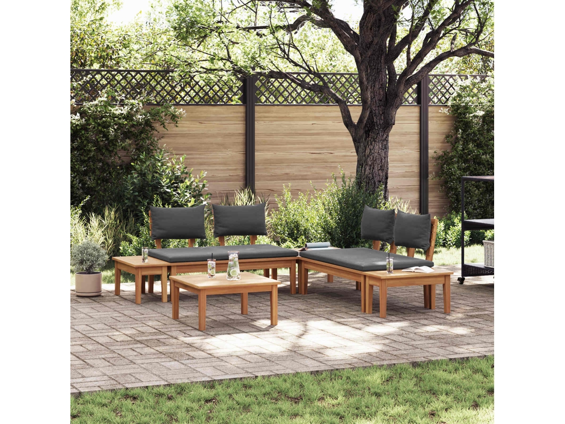 Vidaxl Conjunto De Sofá De Jardim 3 Pcs Marrom E Cinza