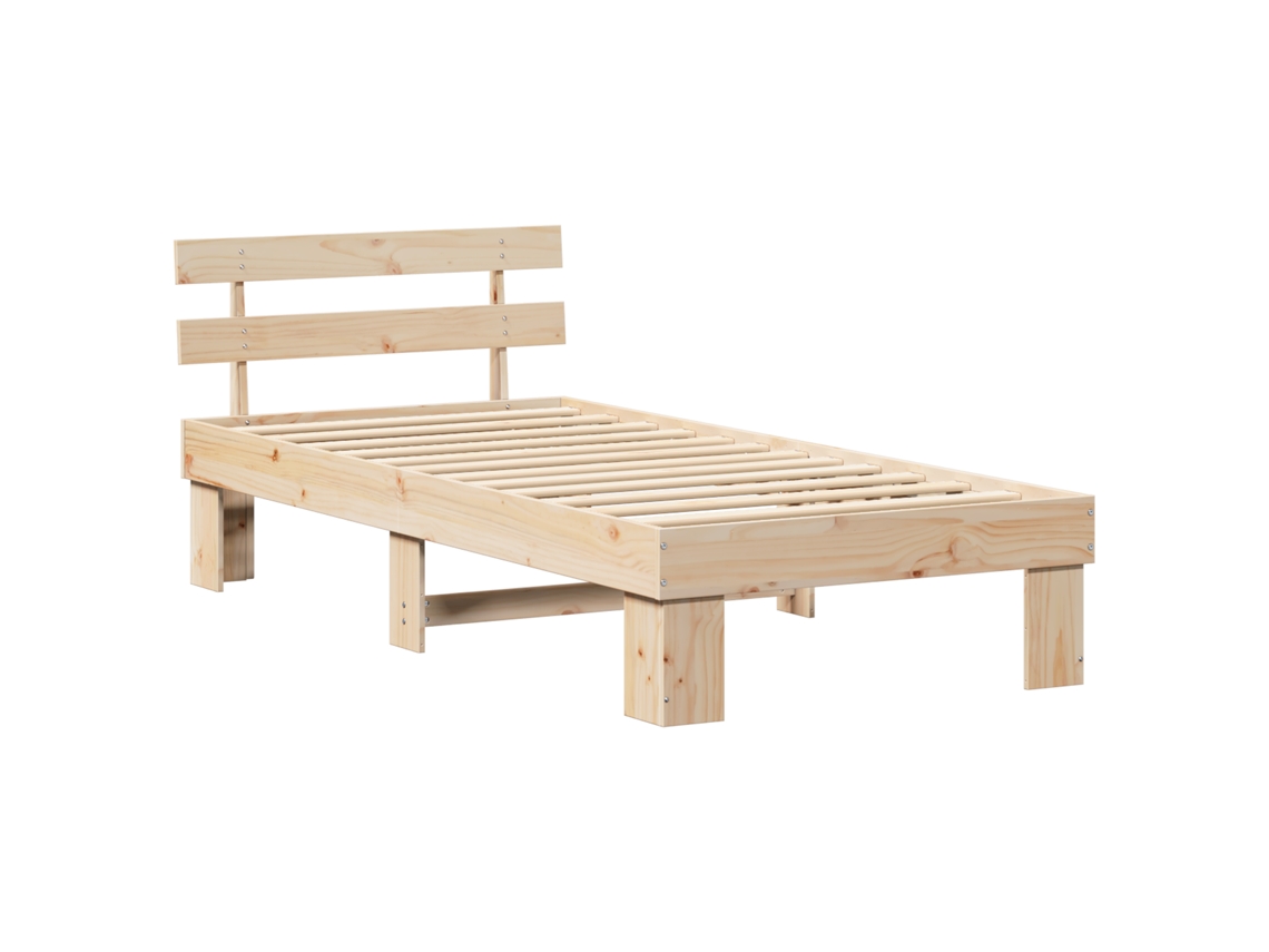 Conjunto 1 Estrutura Da Cama Vidaxl Castanho Madeira De Pinho Maciça (90 X 190 Cm)
